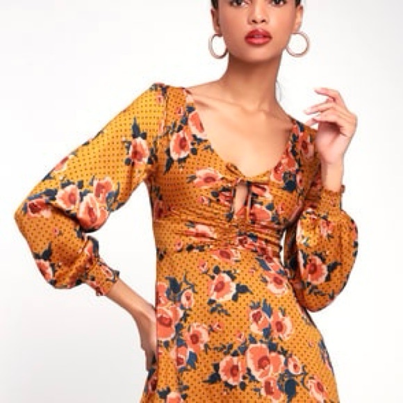 Free People Floral Mustard Dress - Picture 2 of 13